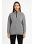 Üç Iplik Dık Yaka Yarım Fermuarlı Sweatshirt - Gri 1