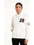 Üç Iplik Kapüşonlu Ön ve Arka Baskılı Sweatshirt Hoodie - Beyaz 4