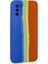 Samsung Galaxy A03S Kılıf Ebruli Lansman Silikon - Mavi-Turuncu 3