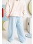 Kız Çocuk Düz Paça Fırçalı Tek Alt - Mavi 3