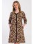 Kadın Büyük Beden Kapri Kollu Leopar Desenli Fermuarlı Ev Elbisesi C1T0N3305 1