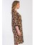 Kadın Büyük Beden Kapri Kollu Leopar Desenli Fermuarlı Ev Elbisesi C1T0N3305 2