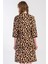 Kadın Büyük Beden Kapri Kollu Leopar Desenli Fermuarlı Ev Elbisesi C1T0N3305 4