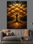 Altın Işıklı Ağaç Tablosu Dekoratif Kanvas - Mdf Ahşap Tablo 5