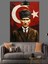 Atatürk Portresi Türk Bayrağıyla Dekoratif Kanvas - Mdf Ahşap Tablo 4