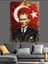Türk Bayrağı Önünde Atatürk Portresi Dekoratif Kanvas - Mdf Ahşap Tablo 3