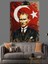 Türk Bayrağı Önünde Atatürk Portresi Dekoratif Kanvas - Mdf Ahşap Tablo 5