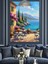 Deniz Kenarında Masa ve Sandalyeler Dekoratif Kanvas - Mdf Ahşap Tablo 1