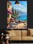 Deniz Kenarında Masa ve Sandalyeler Dekoratif Kanvas - Mdf Ahşap Tablo 4