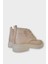 Kadın Nubuk Bağcıklı Yüksek Kauçuk Taban Bot Krem 5