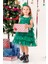 Kartanesi Detaylı Tokalı Kız Çocuk Noel Elbise 4