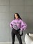 3 Iplik Şardonlu Oversize True Baskılı Sweat Mor 4