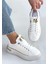 Hley Beyaz Rugan Paraşüt Detaylı Bağcıklı Spor Ayakkabı 1
