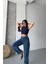 Baggy Kar Yıkama Jeans Pantolon Koyu Mavi D2007 2