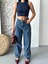 Baggy Kar Yıkama Jeans Pantolon Koyu Mavi D2007 3