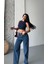 Baggy Kar Yıkama Jeans Pantolon Koyu Mavi D2007 4