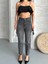 Mom Fit Enzim Taş Yıkama Jeans Pantolon Füme D2006 8