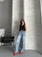 Palazzo Straight Kar Yıkama Jeans Pantolon Mavi D2008 1