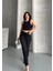 Mom Fit Enzim Bıyıklı Taş Yıkama Jeans Pantolon Siyah D2006 2