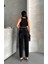 Mom Fit Enzim Bıyıklı Taş Yıkama Jeans Pantolon Siyah D2006 3