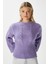 Kadın Stay Yumuşak Doku Saç Örgü Kalın Mor Triko Kazak KZ00174 3