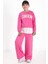 Pembe London Yazılı Nakışlı Kız Çocuk Geniş Paça Eşofman Takımı 22724 1