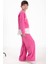Pembe London Yazılı Nakışlı Kız Çocuk Geniş Paça Eşofman Takımı 22724 3