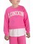 Pembe London Yazılı Nakışlı Kız Çocuk Geniş Paça Eşofman Takımı 22724 4