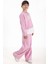 Toz Pembe London Yazılı Nakışlı Kız Çocuk Geniş Paça Eşofman Takımı 22726 1