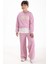 Toz Pembe London Yazılı Nakışlı Kız Çocuk Geniş Paça Eşofman Takımı 22726 2