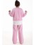 Toz Pembe London Yazılı Nakışlı Kız Çocuk Geniş Paça Eşofman Takımı 22726 5