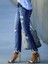 Kadın Dar Kesim Cepli Önden Yırtık Desenli Denim Pantolon 3
