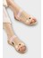 Lastikli Boncuk Detaylı Günlük Kadın Sandalet Pudra - Krem 3