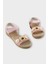 Lastikli Boncuk Detaylı Günlük Kadın Sandalet Pudra - Krem 5