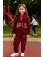 Kız Çocuk Kapüşonlu Eşofman Takımı (Sweatshirt + Alt) I Yazılı Eşofman Takımı Esnek Mevsimlik 1
