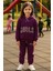 Kız Çocuk Kapüşonlu Eşofman Takımı (Sweatshirt + Alt) I Yazılı Eşofman Takımı Esnek Mevsimlik 3