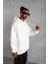 Erkek Düz Kapüşonlu Sweat - Beyaz 5