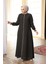 Fermuarlı Koyu Haki Tesettür Ferace 26381KHK 2