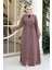 Nakış Işlemeli Gül Kurusu Tesettür Abaya 29114GK 2