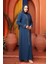 Boncuk Detaylı Indigo Mavisi Tesettür Abaya 26331IM 2