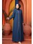 Boncuk Detaylı Indigo Mavisi Tesettür Abaya 26331IM 3