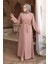 Boncuk Işlemeli Pudra Tesettür Abaya 29117PD 1