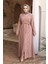 Boncuk Işlemeli Pudra Tesettür Abaya 29117PD 2