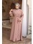 Boncuk Işlemeli Pudra Tesettür Abaya 29117PD 3