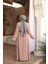 Boncuk Işlemeli Pudra Tesettür Abaya 29117PD 4
