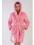 Kadın Pembe Renk Welsoft Kumaş Kapüşonlu Cepli Kuşaklı Midi Boy Sabahlık C9T5N0603 4