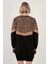 Leopar Desenli Renk Bloklu Oversize Bisiklet Yaka Tunik Bayan Tunik 5863604 5