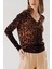 Leopar V Yaka Leopar Desenli Yün Triko Kazak 28875 3