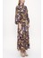 Desenli Beli Lastikli Uzun Elbise 93818 2