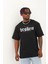 Unisex Oversize Baskılı Bisiklet Yaka T-Shirt - Siyah 2